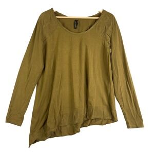 Stella Carakasi Tunic Shirt Women Size L Long Sleeve Olive green Asymmetric‎